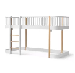 Lit Mezzanine Mi-haut Wood Avec échelle Face - Blanc/Chêne -LES ENFANTS DU DESIGN Soldes 041427 lit mi haut wood original chene oliver furniture 3 1264x1234