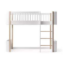 Lit Junior Mezzanine Mi-haut Mini+ Wood - Blanc/Chêne