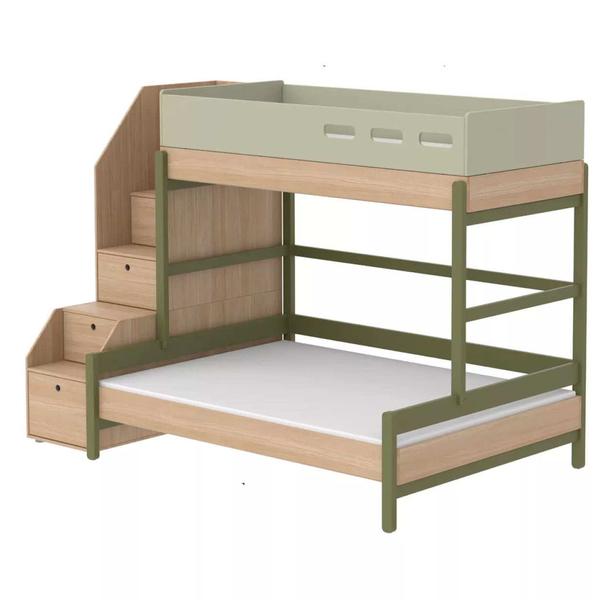 Lit Familial Superposé Escalier Popsicle - Chêne/Kiwi 3 Lit Familial Superposé Escalier Popsicle - Chêne/Kiwi