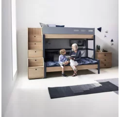 Lit Familial Superposé Escalier Popsicle - Chêne/Blueberry -LES ENFANTS DU DESIGN Soldes 90 10764 32 lit familial escalier blueberry popsicle flexa 4 1264x1234