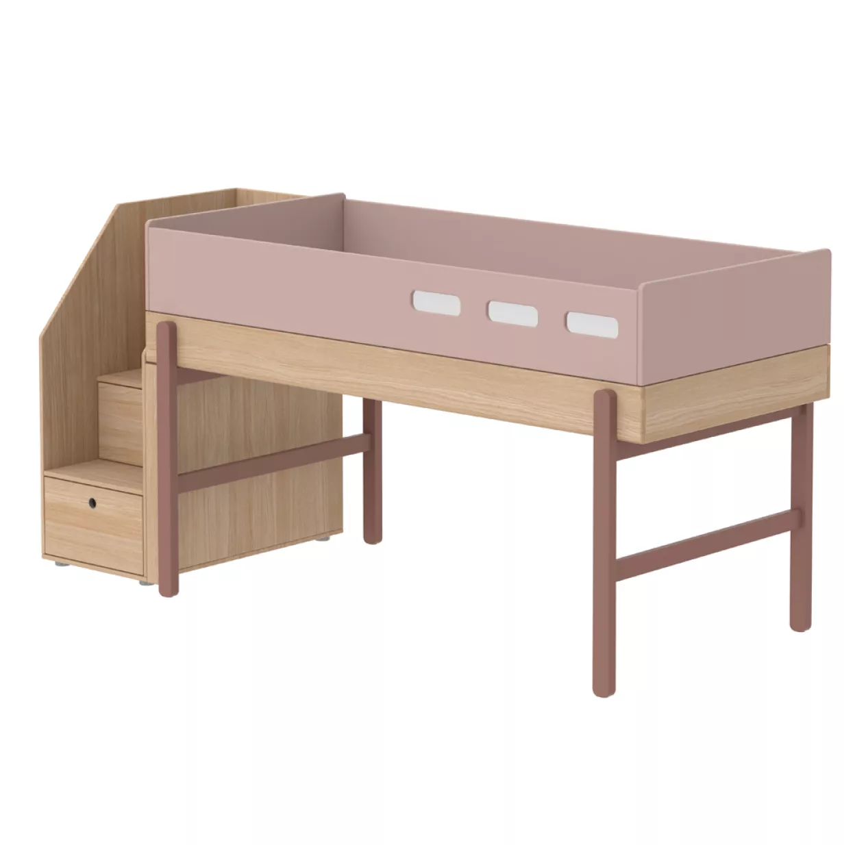 Lit Enfant Mi-hauteur Escalier Popsicle - Chêne/Cherry 3 Lit Enfant Mi-hauteur Escalier Popsicle - Chêne/Cherry