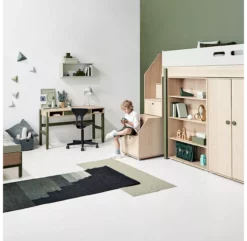 Lit Mezzanine Escalier Popsicle - Chêne/Kiwi -LES ENFANTS DU DESIGN Soldes 90 10766 31 lit mezzanine escalier kiwi popsicle flexa 5 1264x1234