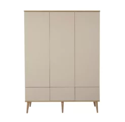 Armoire 3 Portes Flow XL - Argile / Chêne