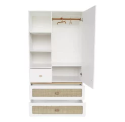 Armoire En Cèdre Et Rotin Marélia - Blanc -LES ENFANTS DU DESIGN Soldes armoire bois rotin marelia blanc theo 3 1264x1234