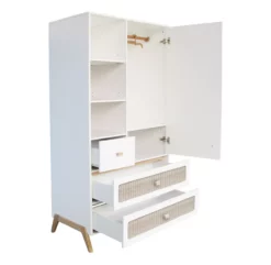 Armoire En Cèdre Et Rotin Marélia - Blanc -LES ENFANTS DU DESIGN Soldes armoire bois rotin marelia blanc theo 5 1264x1234