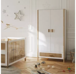 Armoire En Cèdre Et Rotin Océania - Blanc -LES ENFANTS DU DESIGN Soldes armoire enfant oceania theo rotin 2 1264x1234