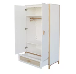 Armoire En Cèdre Et Rotin Océania - Blanc -LES ENFANTS DU DESIGN Soldes armoire enfant oceania theo rotin 5 1264x1234