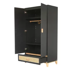 Armoire En Bois Et Cannage Rotin Nami - Noir -LES ENFANTS DU DESIGN Soldes armoire rotin anthracite nami theo 3 1264x1234