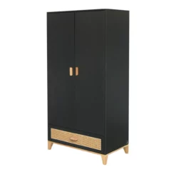 Armoire En Bois Et Cannage Rotin Nami - Noir -LES ENFANTS DU DESIGN Soldes armoire rotin anthracite nami theo 4 1264x1234