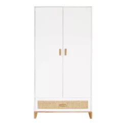Armoire En Bois Et Cannage Rotin Nami - Blanc