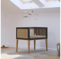 Berceau Bois Et Cannage Rotin Nami - Noir -LES ENFANTS DU DESIGN Soldes berceau cododo cannage anthracite nami theo 2 1264x1234