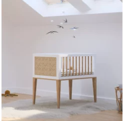 Berceau Bois Et Cannage Rotin Nami - Blanc -LES ENFANTS DU DESIGN Soldes berceau cododo cannage blanc nami theo 4 1264x1234