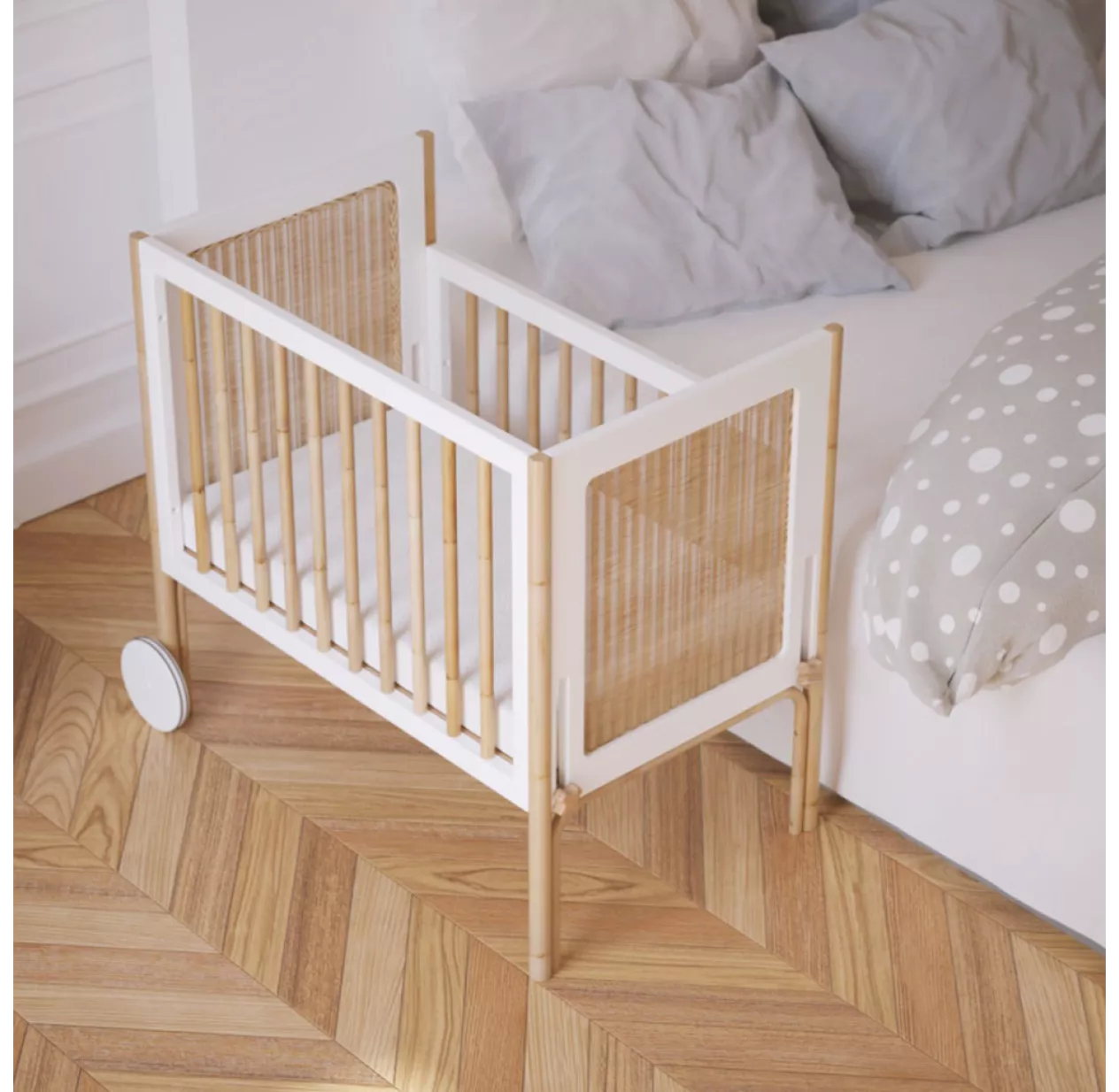 Berceau Cododo Cèdre Et Rotin Océania - Blanc 4 Berceau Cododo Cèdre Et Rotin Océania - Blanc – Image 2