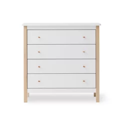 Commode 4 Tiroirs Wood Original - Blanc / Chêne