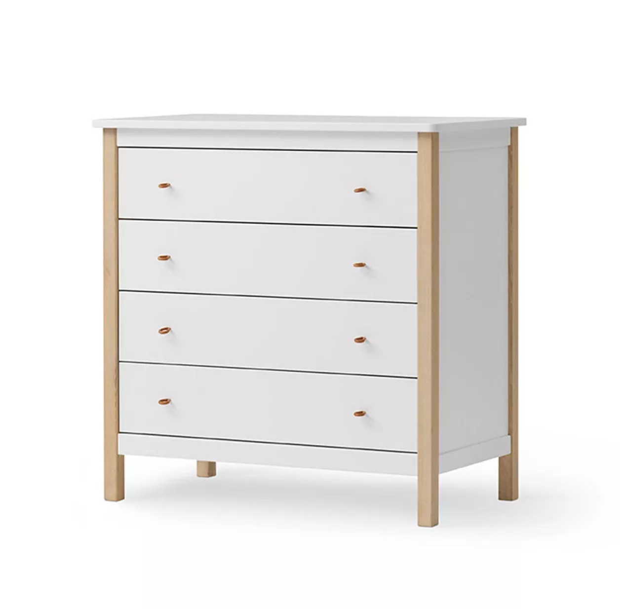 Commode 4 Tiroirs Wood Original - Blanc / Chêne 3 Commode 4 Tiroirs Wood Original - Blanc / Chêne – Image 2