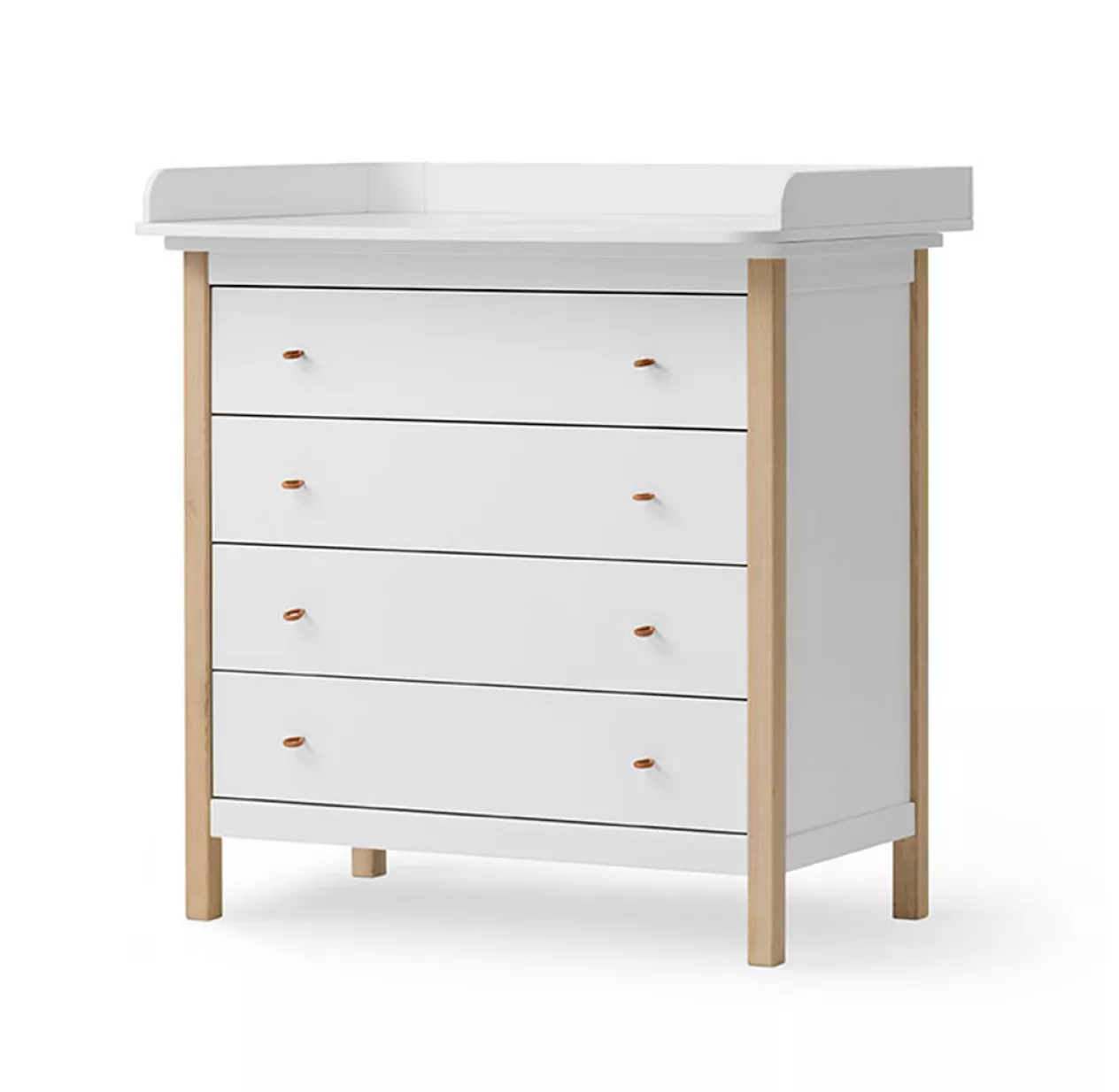Commode 4 Tiroirs Wood Original - Blanc / Chêne 5 Commode 4 Tiroirs Wood Original - Blanc / Chêne – Image 4