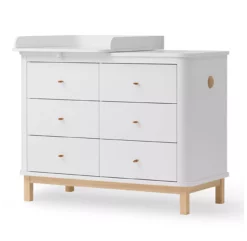 Commode Avec Petit Plan à Langer Wood - Chêne / Blanc -LES ENFANTS DU DESIGN Soldes commode a langer 6 tiroirs petit plan wood chene oliver furniture 3 1264x1234