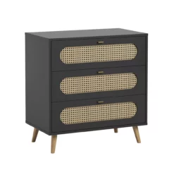 VOX Commode 3 Tiroirs à Langer Canne - Noir