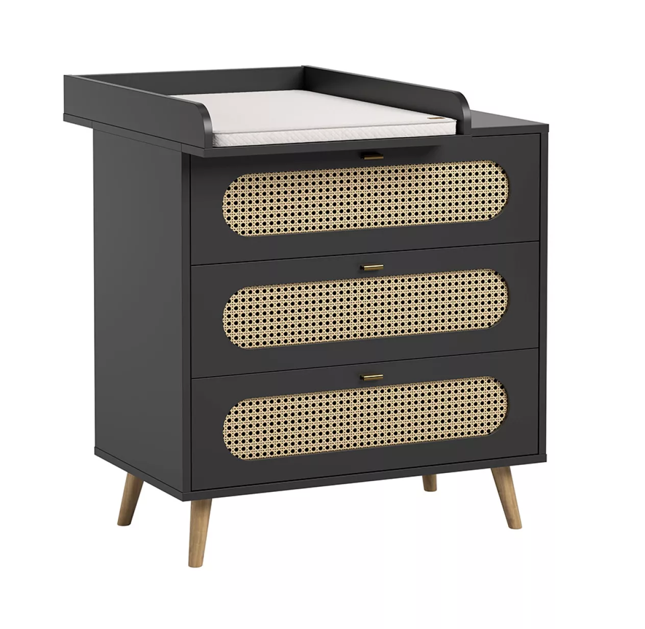 VOX Commode 3 Tiroirs à Langer Canne - Noir 5 VOX Commode 3 Tiroirs à Langer Canne - Noir – Image 3