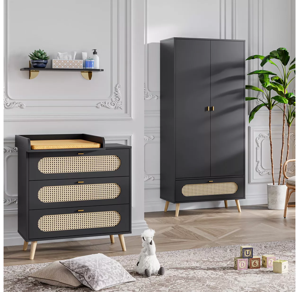 VOX Commode 3 Tiroirs à Langer Canne - Noir 6 VOX Commode 3 Tiroirs à Langer Canne - Noir – Image 4