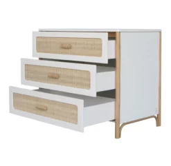 Commode Cèdre Et Rotin Océania - Blanc -LES ENFANTS DU DESIGN Soldes commode a langer oceania theo rotin 4 1264x1234