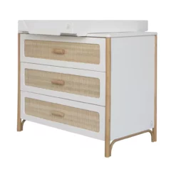 Commode Cèdre Et Rotin Océania - Blanc -LES ENFANTS DU DESIGN Soldes commode a langer oceania theo rotin 6 1264x1234
