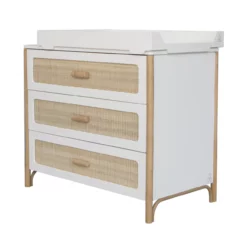 Commode Cèdre Et Rotin Océania - Blanc -LES ENFANTS DU DESIGN Soldes commode a langer oceania theo rotin 7 1264x1234