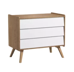 VOX Commode 3 Tiroirs à Langer Vintage - Chêne/Blanc
