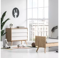 VOX Commode 3 Tiroirs à Langer Vintage - Chêne/Blanc -LES ENFANTS DU DESIGN Soldes commode a langer vintage blanc chene vox 4 1264x1234