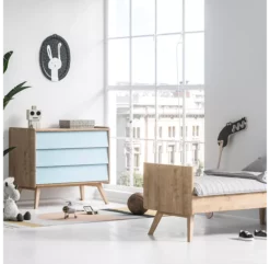 VOX Commode 3 Tiroirs à Langer Vintage - Chêne/Bleu 9 VOX Commode 3 Tiroirs à Langer Vintage - Chêne/Bleu -LES ENFANTS DU DESIGN Soldes commode a langer vintage bleu chene vox 4 1264x1234