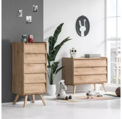 VOX Commode 3 Tiroirs à Langer Vintage - Chêne -LES ENFANTS DU DESIGN Soldes commode a langer vintage chene vox 3 1264x1234