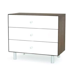 Commode Merlin Classic 3 Tiroirs - Blanc/Noyer