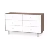 Commode Merlin Classic 6 Tiroirs - Blanc/Noyer