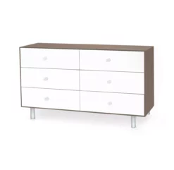 Commode Merlin Classic 6 Tiroirs - Blanc/Noyer
