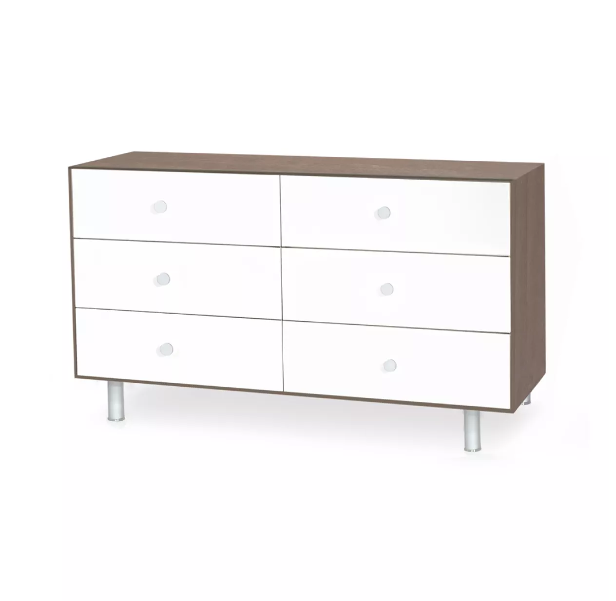 Commode Merlin Classic 6 Tiroirs - Blanc/Noyer 3 Commode Merlin Classic 6 Tiroirs - Blanc/Noyer