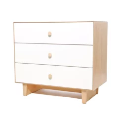 Commode Merlin Rhea 3 Tiroirs - Blanc/Bouleau