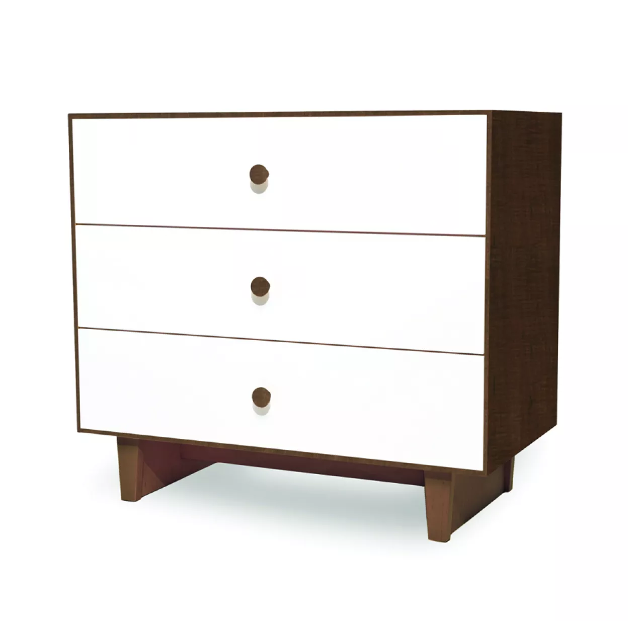 Commode Merlin Rhea 3 Tiroirs - Blanc/Noyer 3 Commode Merlin Rhea 3 Tiroirs - Blanc/Noyer