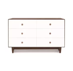 Commode Merlin Rhea 6 Tiroirs - Blanc/Noyer