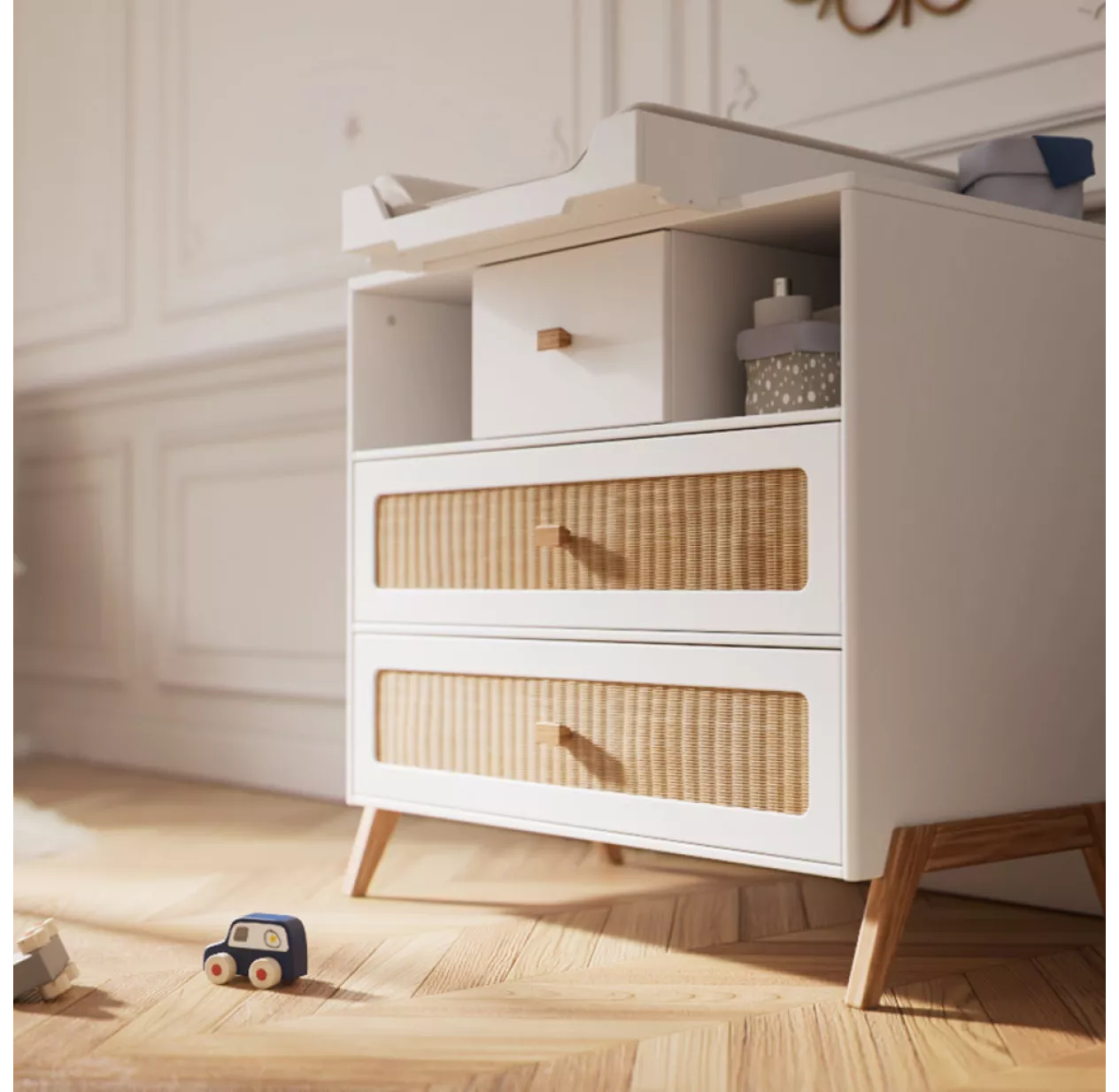 Commode Cèdre Et Rotin Marélia - Blanc 4 Commode Cèdre Et Rotin Marélia - Blanc – Image 2