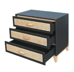 Commode En Bois Et Cannage Rotin Nami - Noir -LES ENFANTS DU DESIGN Soldes commode rotin nami anthracite theo 4 1264x1234