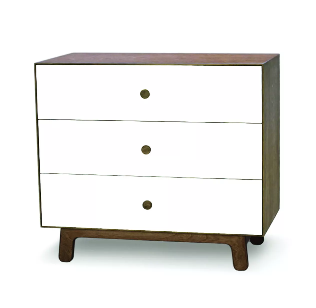 Commode Merlin Sparrow 3 Tiroirs - Blanc/Noyer 3 Commode Merlin Sparrow 3 Tiroirs - Blanc/Noyer