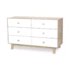 Commode Merlin Sparrow 6 Tiroirs - Blanc/Bouleau