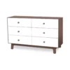 Commode Merlin Sparrow 6 Tiroirs - Blanc/Noyer
