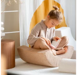 Trio De Poufs Rainbow En Velours Côtelé - Ecru -LES ENFANTS DU DESIGN Soldes ensemble de poufs rainbow ecru wigiwama 4 1264x1234