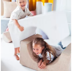 Trio De Poufs Rainbow En Velours Côtelé - Ecru -LES ENFANTS DU DESIGN Soldes ensemble de poufs rainbow ecru wigiwama 5 1264x1234