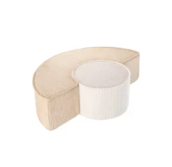 Duo De Poufs En Velours Côtelé - Beige