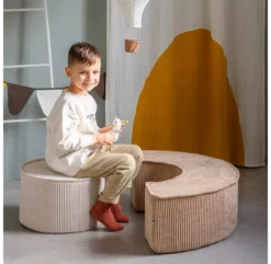 Duo De Poufs En Velours Côtelé - Beige -LES ENFANTS DU DESIGN Soldes ensemble pouf velours cotele beige wigiwama 5 1264x1234