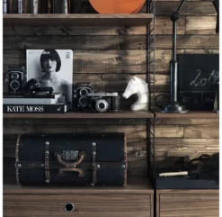 Pack 3 étagères 58 Cm - Noyer -LES ENFANTS DU DESIGN Soldes etagere 58x20 58x30 walnut string 2 1264x1234