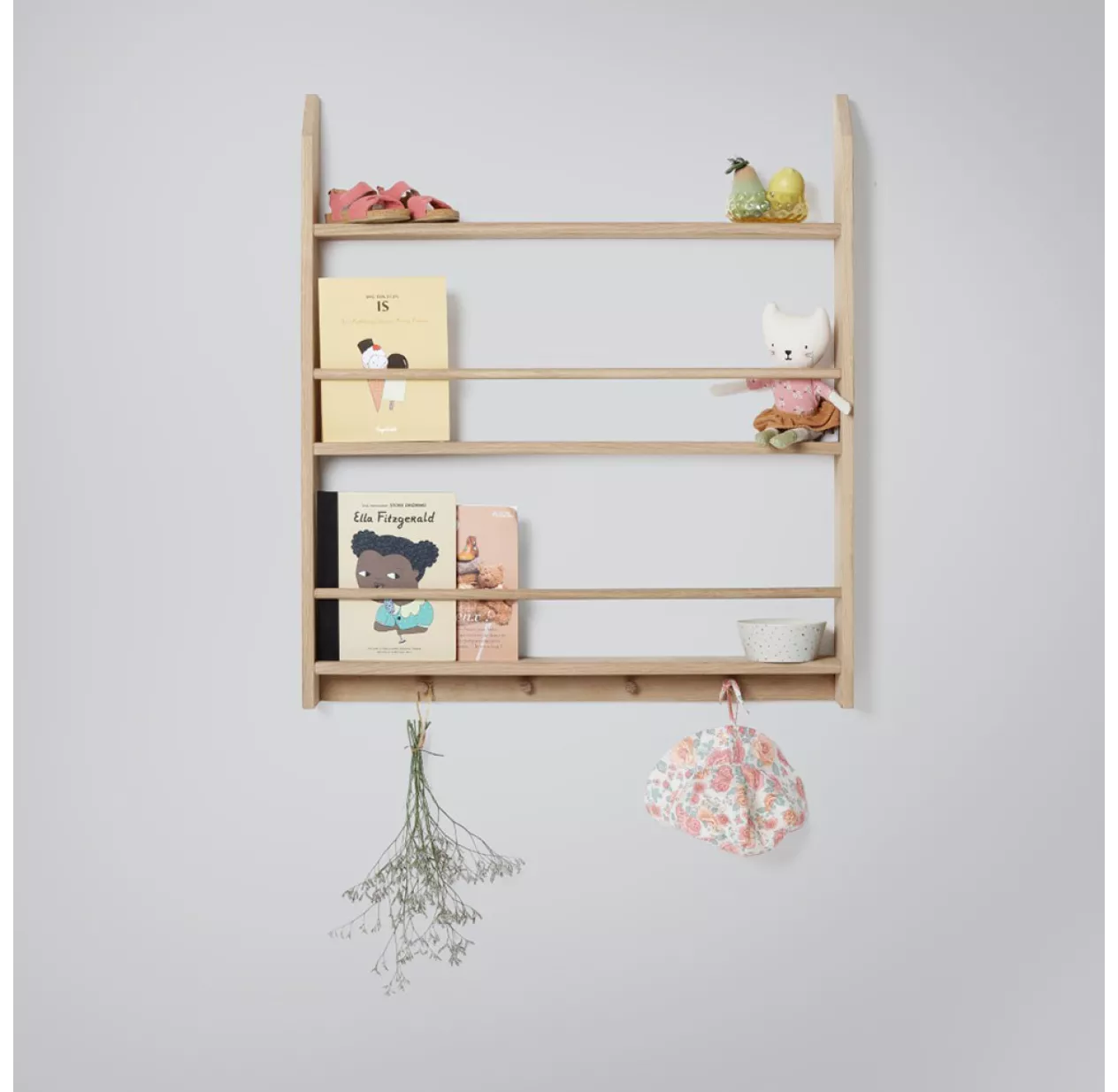 Etagère Livres Patères Plate Eli - Chêne Fumé 4 Etagère Livres Patères Plate Eli - Chêne Fumé – Image 2