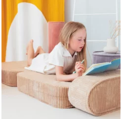 Fauteuil Flip Convertible En Velours Côtelé - Beige -LES ENFANTS DU DESIGN Soldes fauteuil flip lit d appoint velours cotele beige wigiwama 4 1264x1234